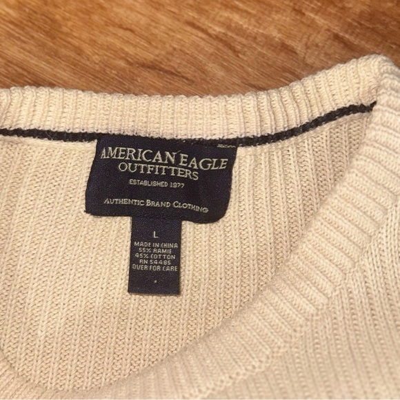 VTG Y2K American Eagle Outfitters Men's L Striped Knit Sweater Ribbed Pullover - Picture 7 of 13